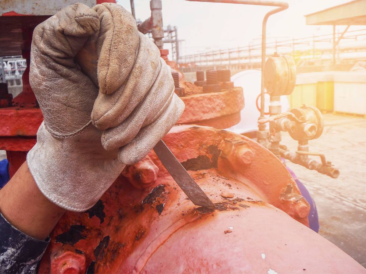 Zeskrobywanie rdzy. Obrazek w artykule Czym usunąć rdzę z przedmiotów? Sposoby usuwania rdzy z przedmiotów